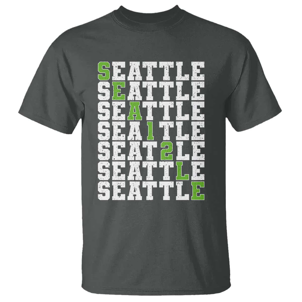 Seattle Fan 12 Athletic Number T Shirt City Football Game Day TS11 Dark Heather Print Your Wear