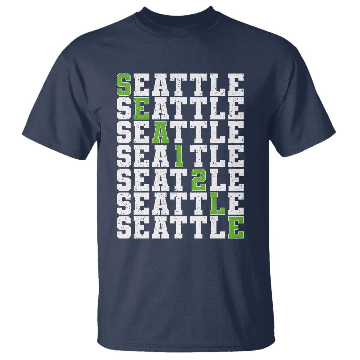 Seattle Fan 12 Athletic Number T Shirt City Football Game Day TS11 Navy Print Your Wear