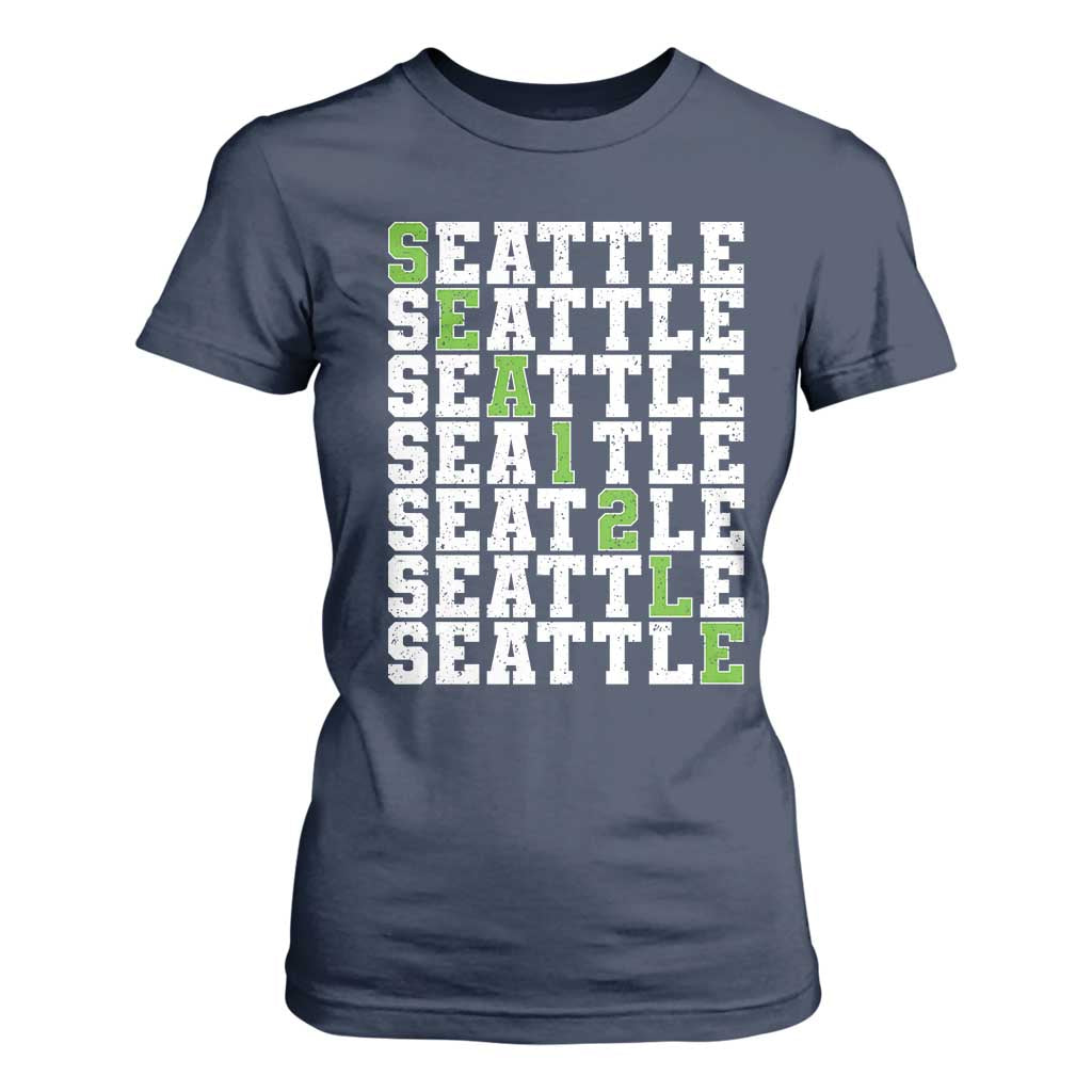 Seattle Fan 12 Athletic Number T Shirt For Women City Football Game Day TS11 Navy Print Your Wear