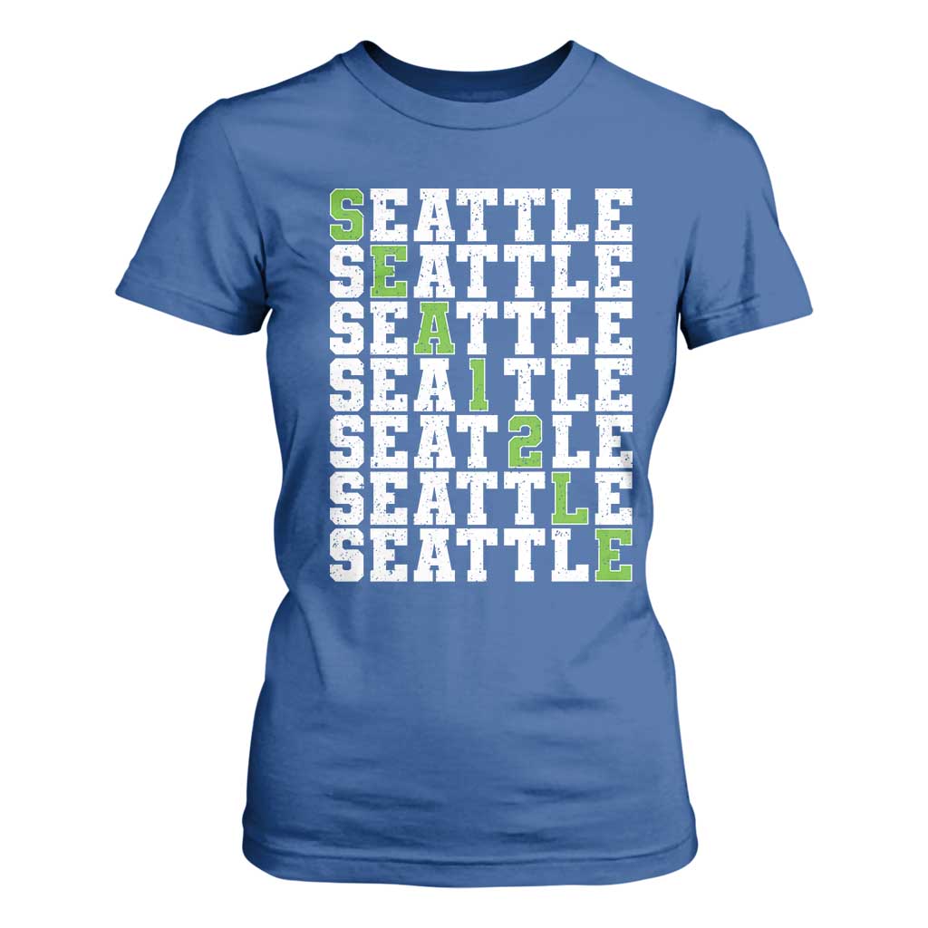 Seattle Fan 12 Athletic Number T Shirt For Women City Football Game Day TS11 Royal Blue Print Your Wear