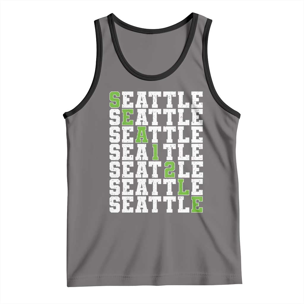 Seattle Fan 12 Athletic Number Tank Top City Football Game Day TS11 Deep Heather Black Print Your Wear