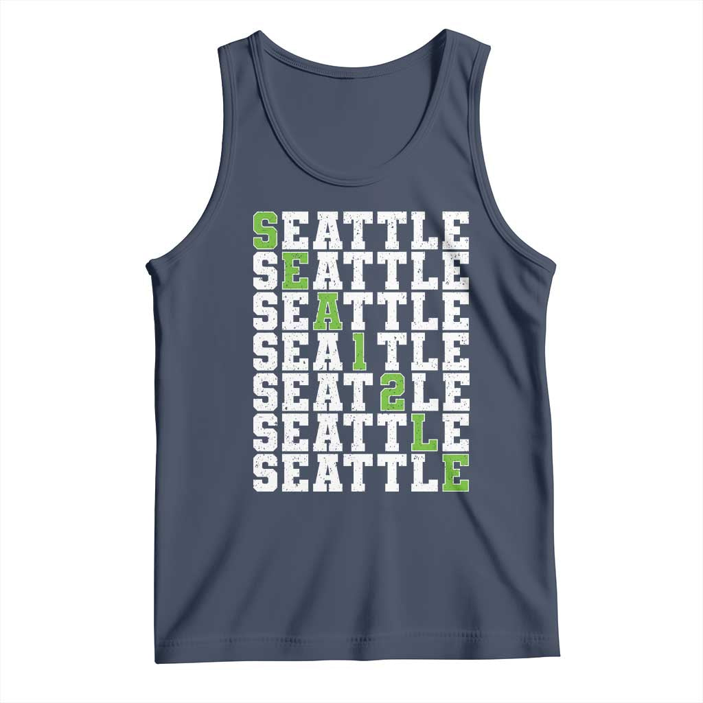 Seattle Fan 12 Athletic Number Tank Top City Football Game Day TS11 Navy Print Your Wear