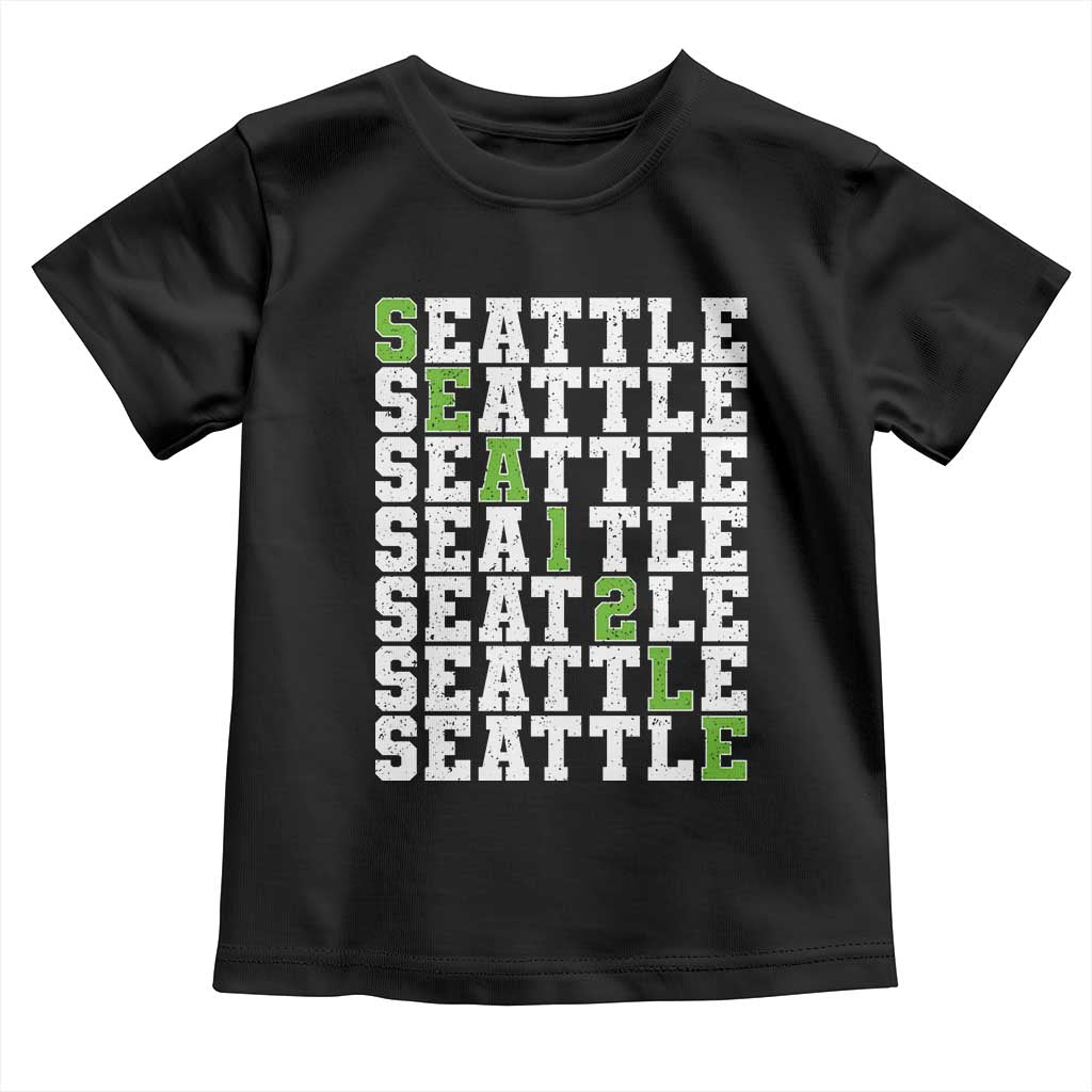 Seattle Fan 12 Athletic Number Toddler T Shirt City Football Game Day TS11 Black Print Your Wear