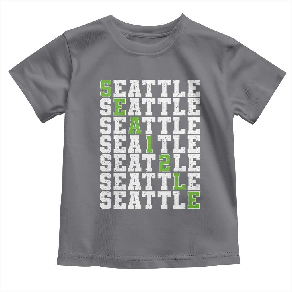 Seattle Fan 12 Athletic Number Toddler T Shirt City Football Game Day TS11 Charcoal Print Your Wear