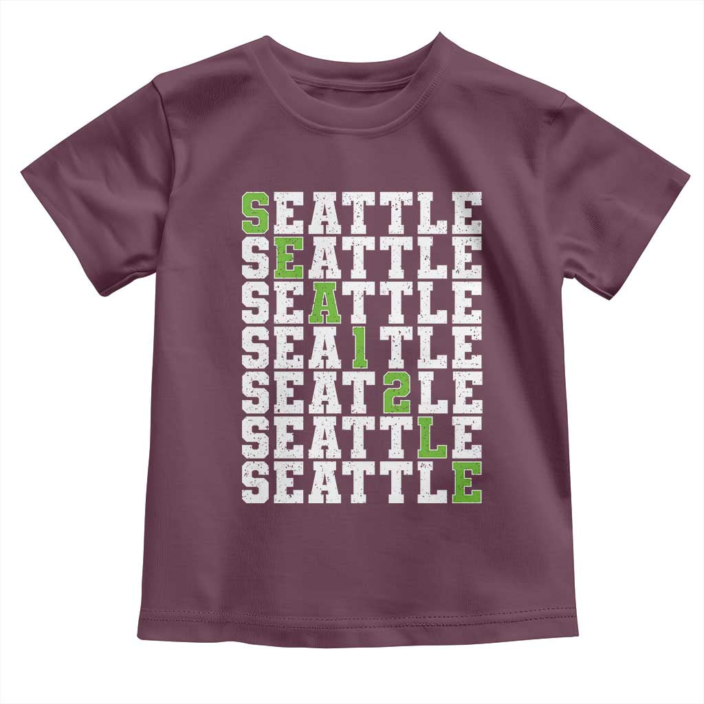 Seattle Fan 12 Athletic Number Toddler T Shirt City Football Game Day TS11 Maroon Print Your Wear