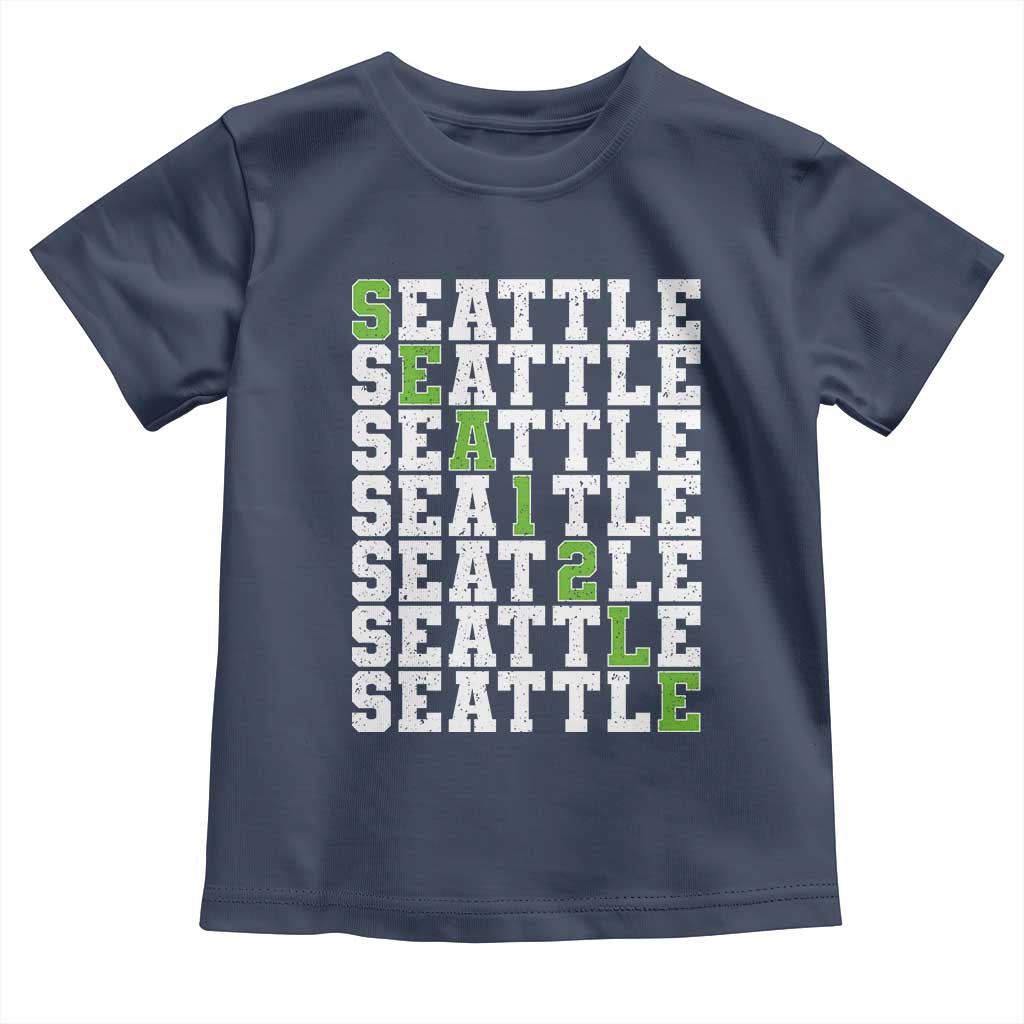 Seattle Fan 12 Athletic Number Toddler T Shirt City Football Game Day TS11 Navy Print Your Wear