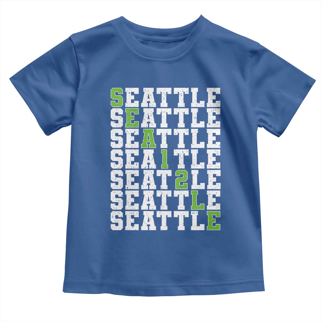 Seattle Fan 12 Athletic Number Toddler T Shirt City Football Game Day TS11 Royal Blue Print Your Wear