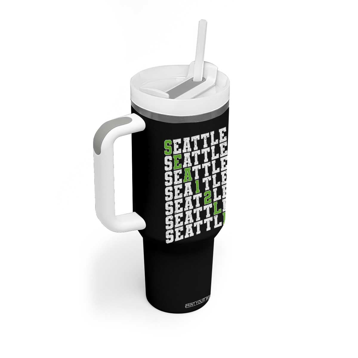 Seattle Fan 12 Athletic Number Tumbler With Handle City Football Game Day TS11 Print Your Wear
