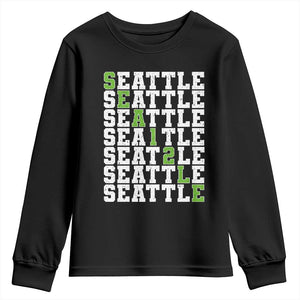 Seattle Fan 12 Athletic Number Youth Sweatshirt City Football Game Day TS11 Black Print Your Wear