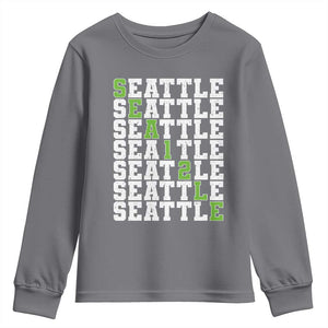 Seattle Fan 12 Athletic Number Youth Sweatshirt City Football Game Day TS11 Charcoal Print Your Wear