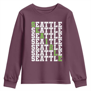Seattle Fan 12 Athletic Number Youth Sweatshirt City Football Game Day TS11 Maroon Print Your Wear