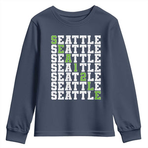 Seattle Fan 12 Athletic Number Youth Sweatshirt City Football Game Day TS11 Navy Print Your Wear