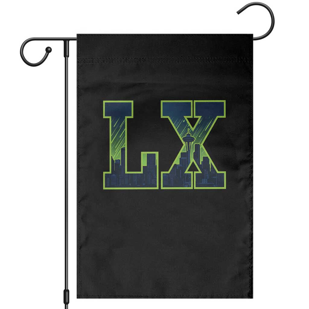 Seattle LX Game Day Washington Space Needle Skyline Garden Flag TS11 Black Print Your Wear