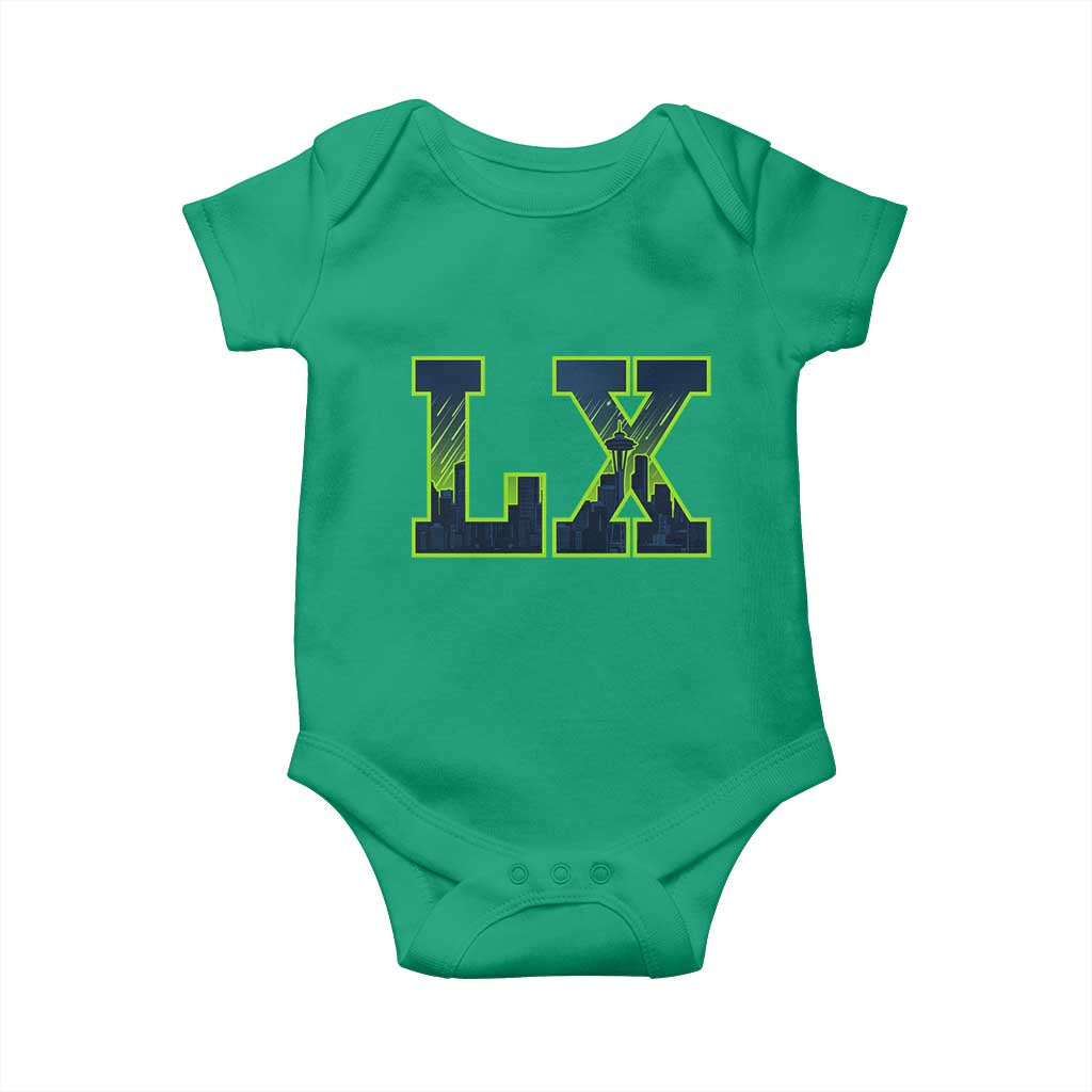 Seattle LX Game Day Washington Space Needle Skyline Baby Onesie TS11 Irish Green Print Your Wear