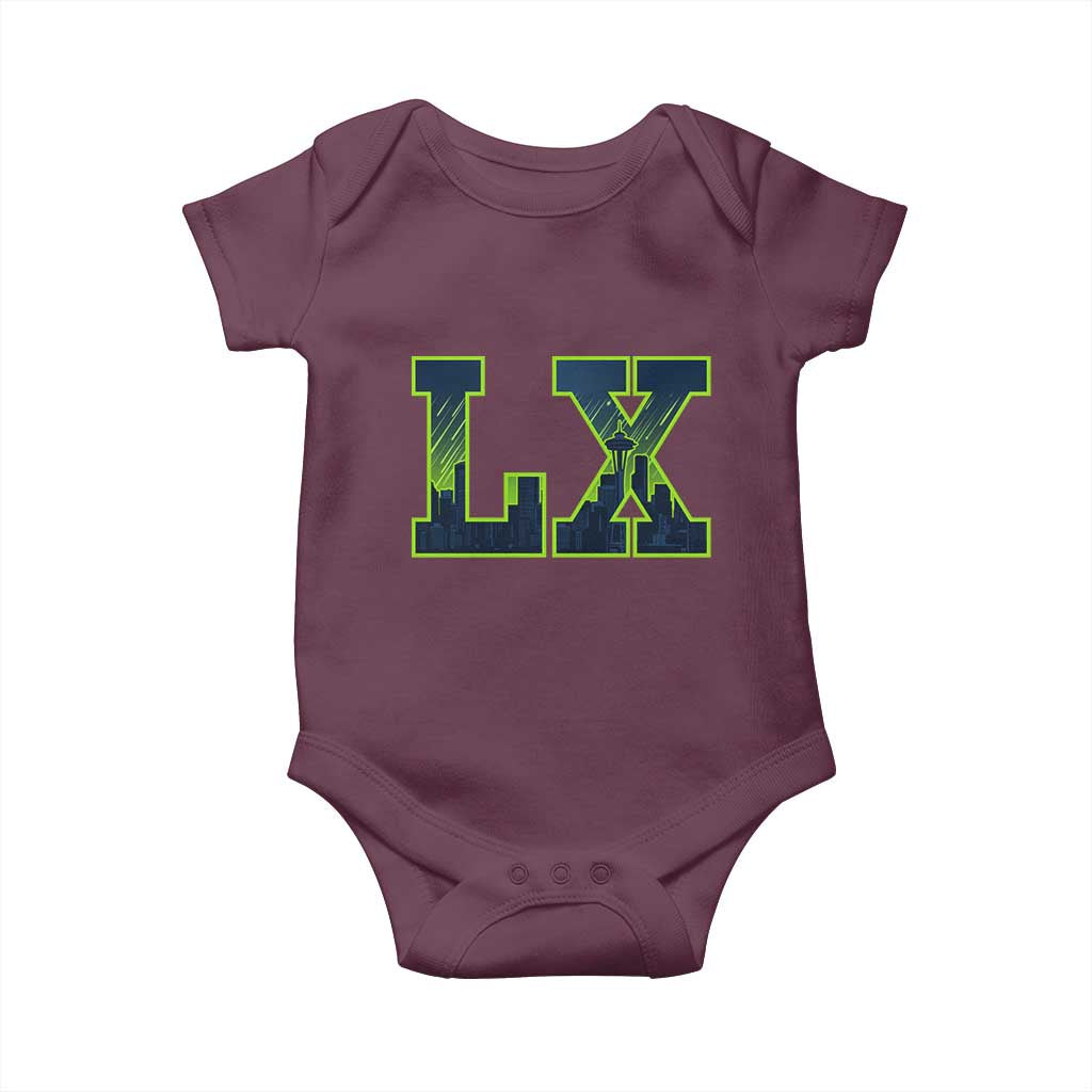 Seattle LX Game Day Washington Space Needle Skyline Baby Onesie TS11 Maroon Print Your Wear