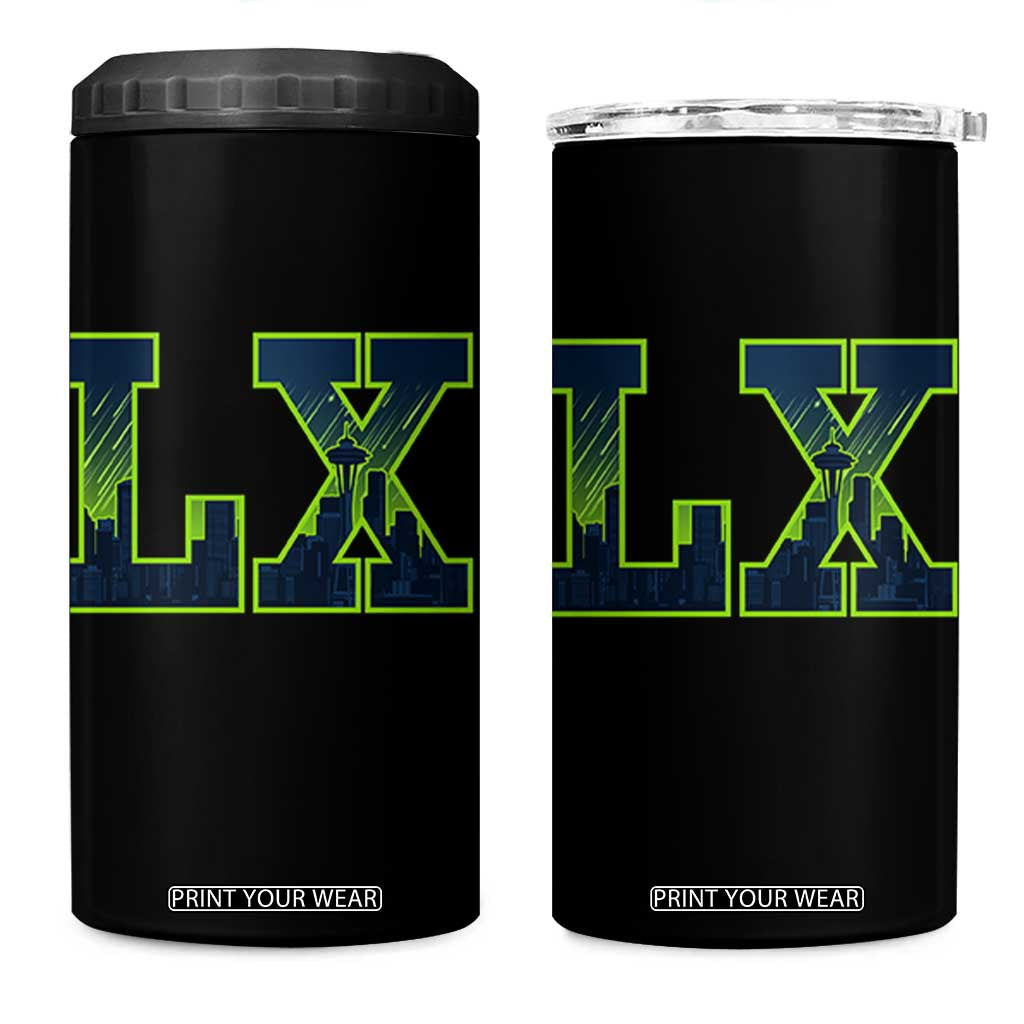 Seattle LX Game Day Washington Space Needle Skyline 4 in 1 Can Cooler Tumbler TS11 One Size: 16 oz Black Print Your Wear