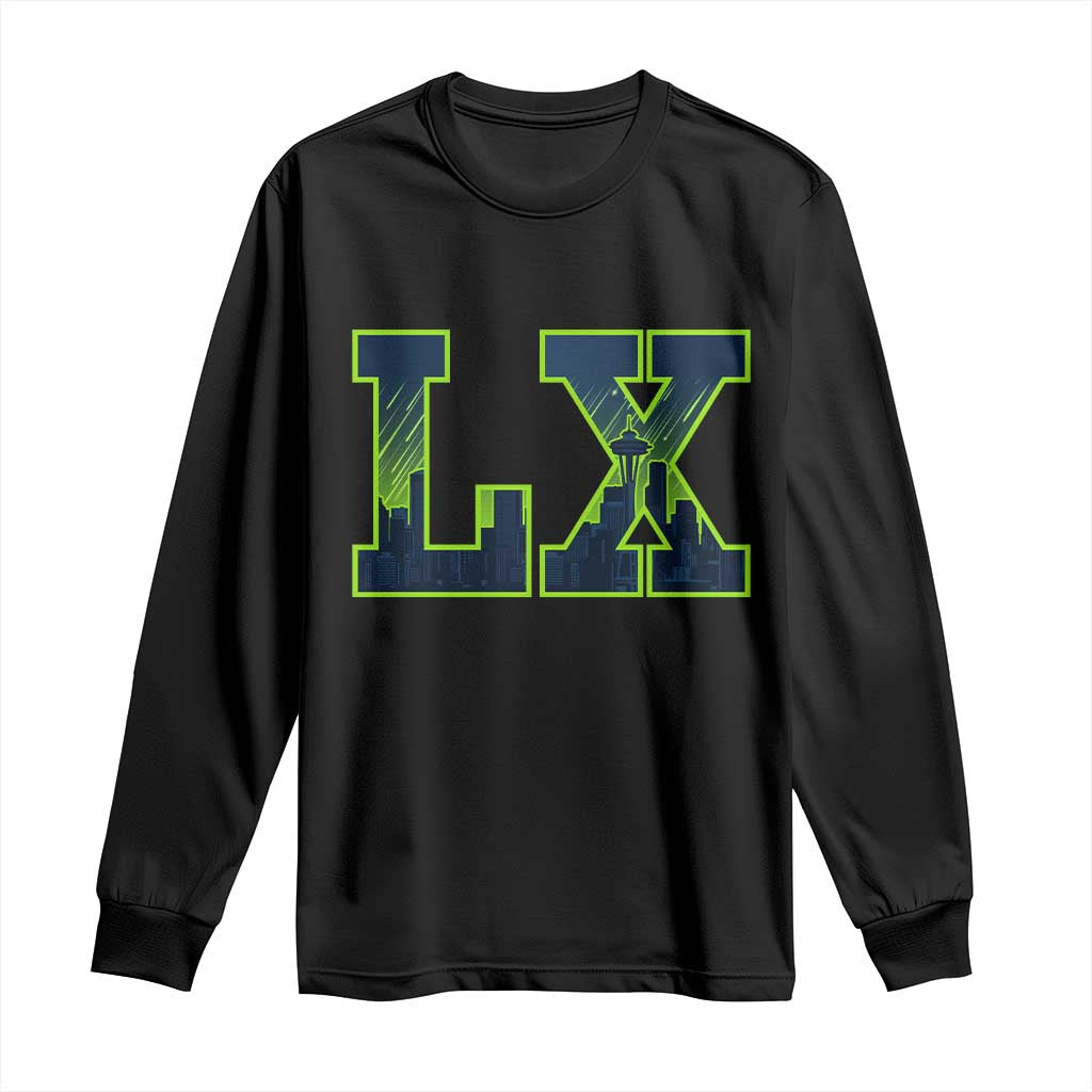 Seattle LX Game Day Washington Space Needle Skyline Long Sleeve Shirt TS11 Black Print Your Wear