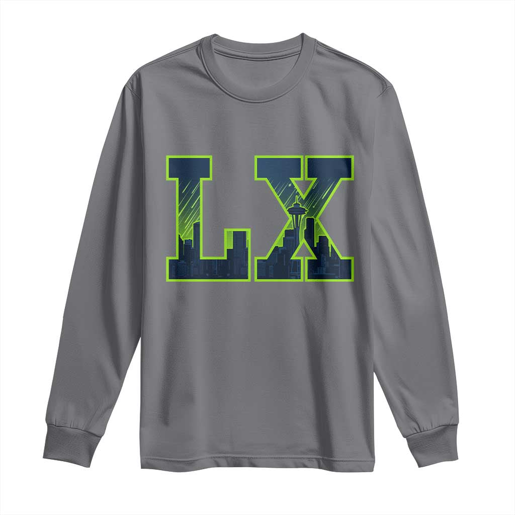 Seattle LX Game Day Washington Space Needle Skyline Long Sleeve Shirt TS11 Charcoal Print Your Wear