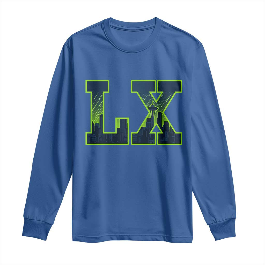 Seattle LX Game Day Washington Space Needle Skyline Long Sleeve Shirt TS11 Royal Blue Print Your Wear