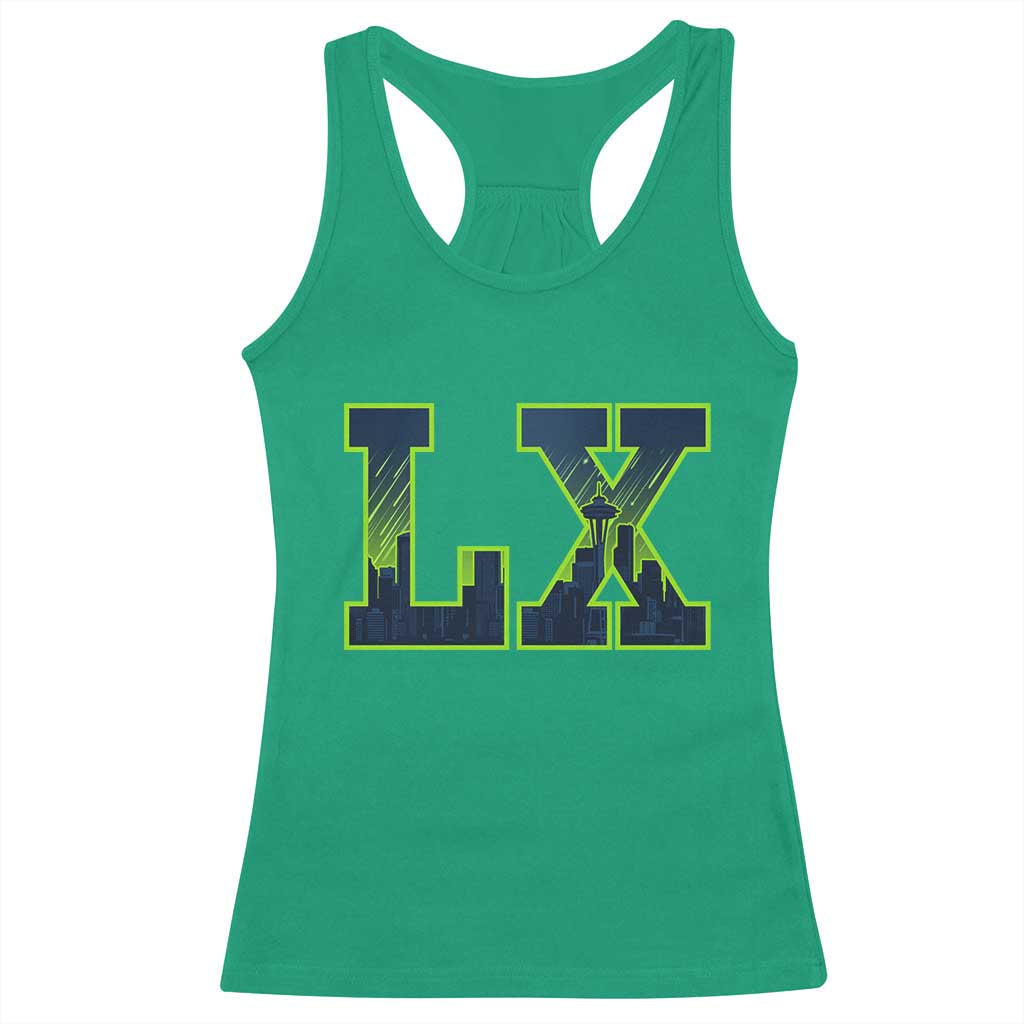 Seattle LX Game Day Washington Space Needle Skyline Racerback Tank Top TS11 Irish Green Print Your Wear