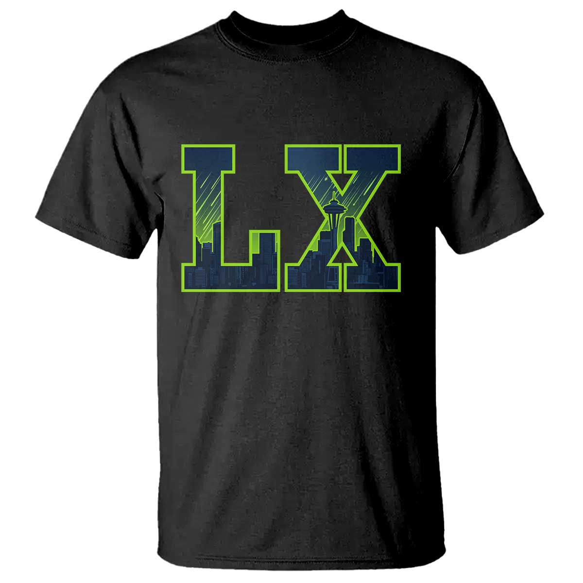 Seattle LX Game Day Washington Space Needle Skyline T Shirt TS11 Black Print Your Wear