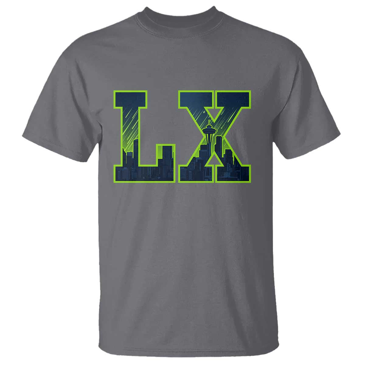 Seattle LX Game Day Washington Space Needle Skyline T Shirt TS11 Charcoal Print Your Wear