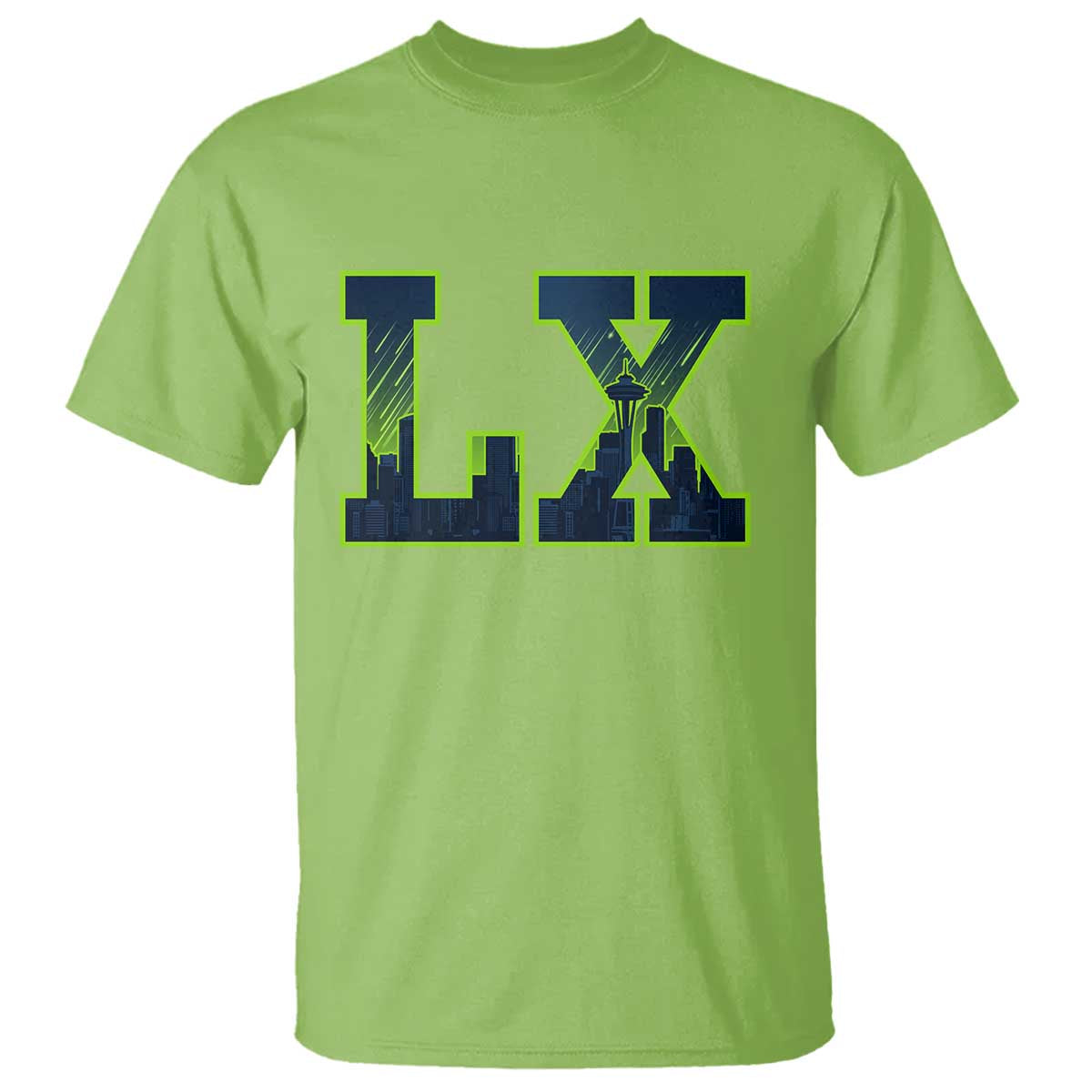 Seattle LX Game Day Washington Space Needle Skyline T Shirt TS11 Lime Print Your Wear