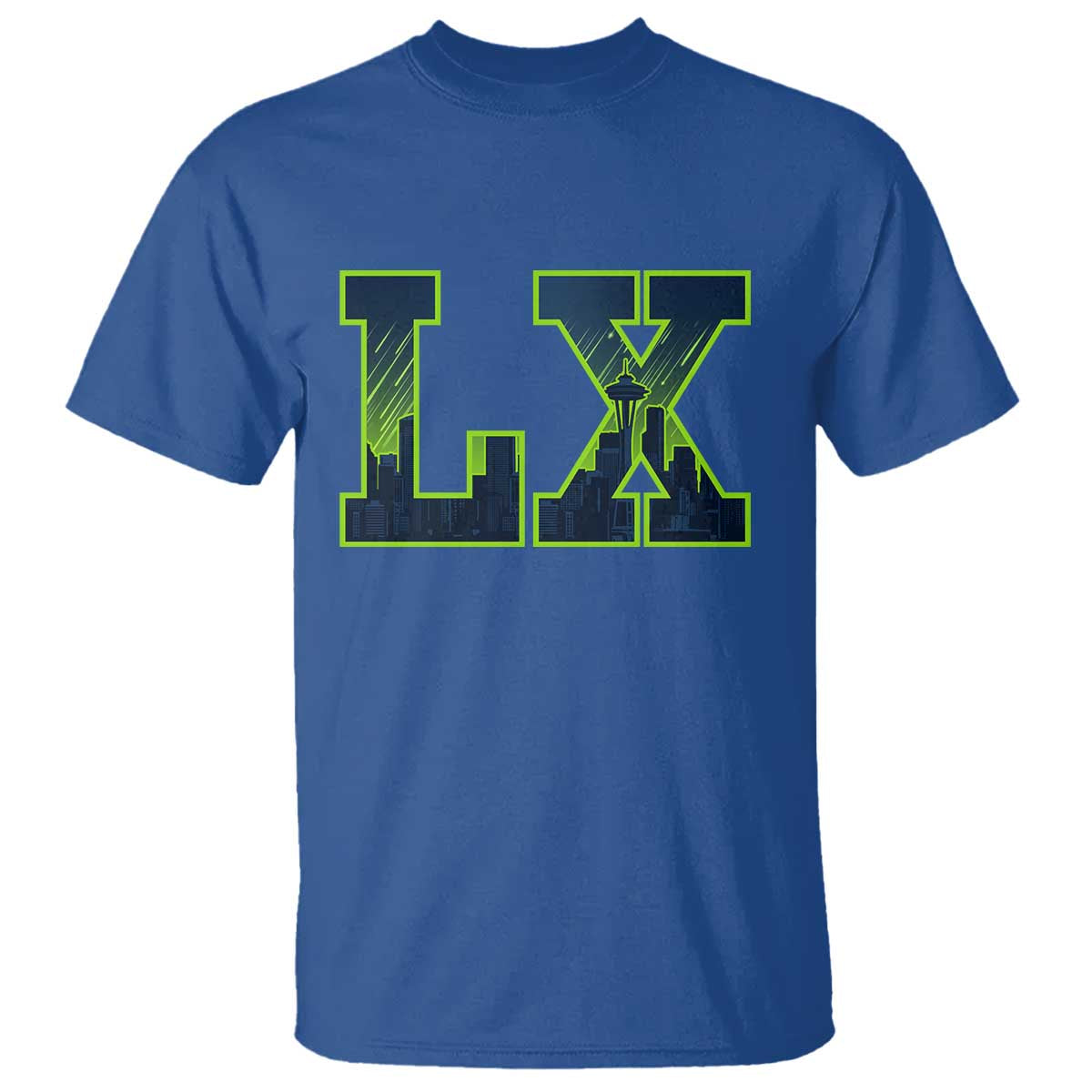 Seattle LX Game Day Washington Space Needle Skyline T Shirt TS11 Royal Blue Print Your Wear