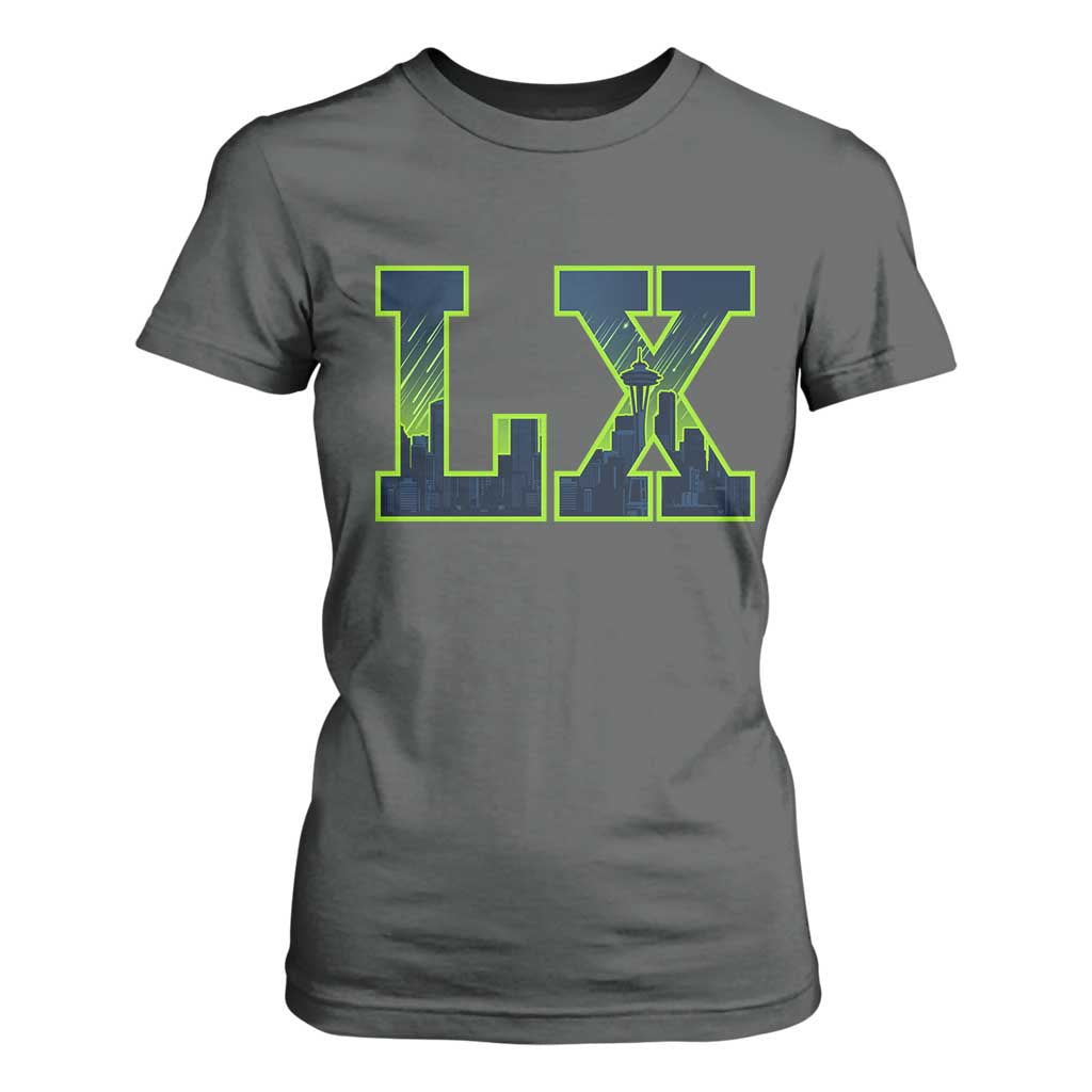 Seattle LX Game Day Washington Space Needle Skyline T Shirt For Women TS11 Dark Heather Print Your Wear