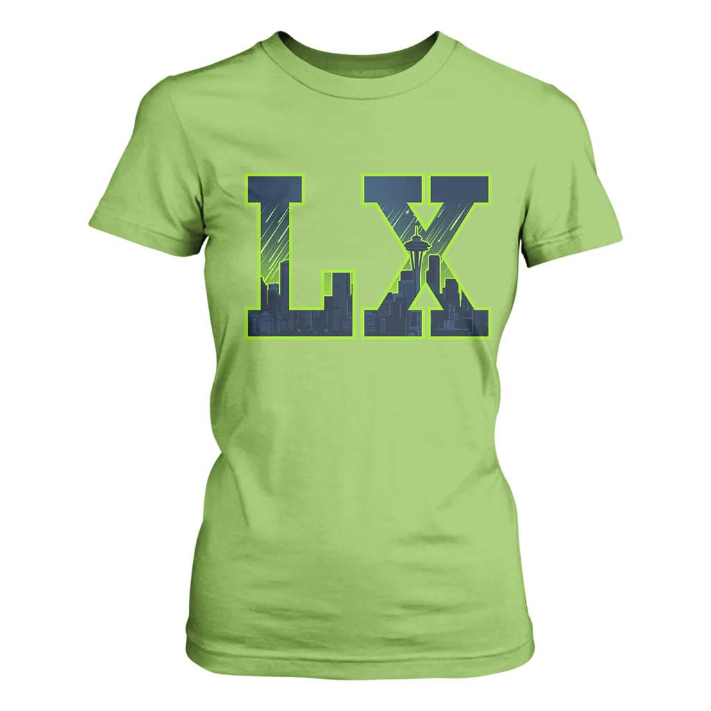 Seattle LX Game Day Washington Space Needle Skyline T Shirt For Women TS11 Lime Print Your Wear