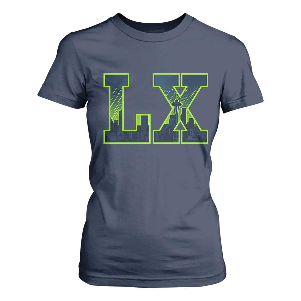 Seattle LX Game Day Washington Space Needle Skyline T Shirt For Women TS11 Navy Print Your Wear