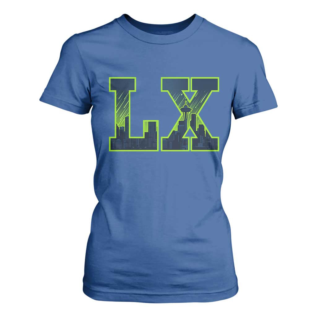 Seattle LX Game Day Washington Space Needle Skyline T Shirt For Women TS11 Royal Blue Print Your Wear