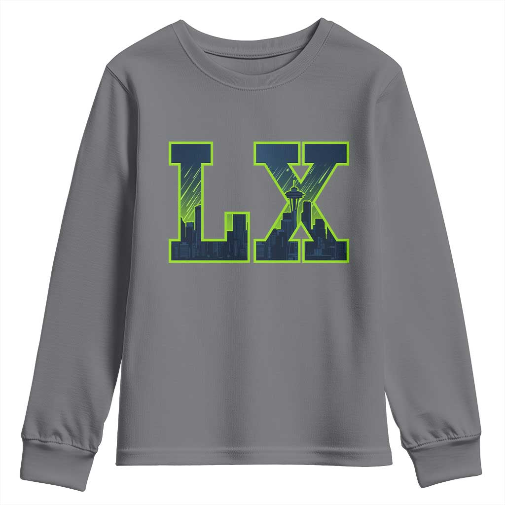 Seattle LX Game Day Washington Space Needle Skyline Youth Sweatshirt TS11 Charcoal Print Your Wear