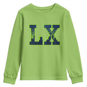 Seattle LX Game Day Washington Space Needle Skyline Youth Sweatshirt TS11 Lime Print Your Wear