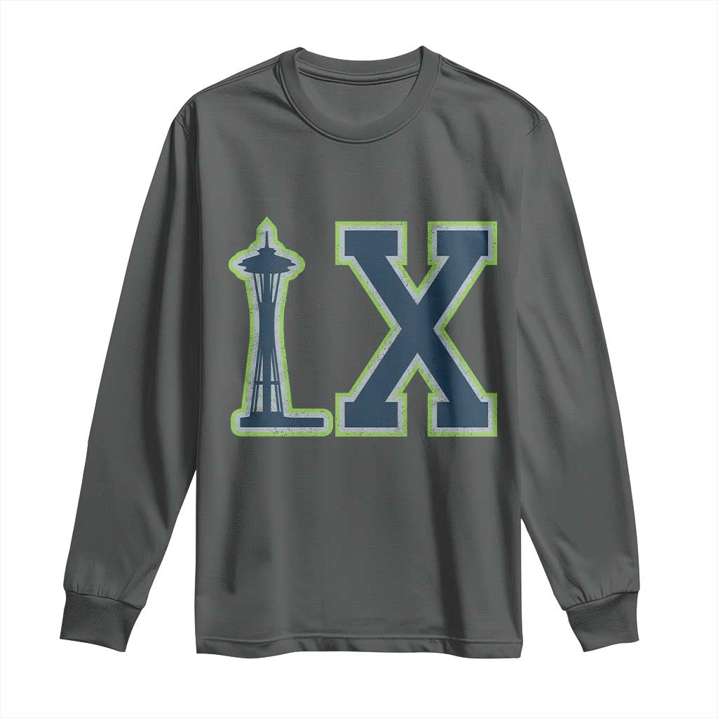 Seattle LX Game Day Washington Space Needle Sport Fan Long Sleeve Shirt TS11 Dark Heather Print Your Wear