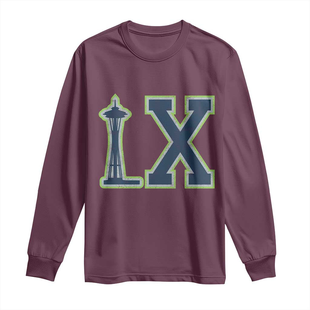 Seattle LX Game Day Washington Space Needle Sport Fan Long Sleeve Shirt TS11 Maroon Print Your Wear