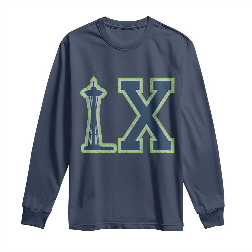 Seattle LX Game Day Washington Space Needle Sport Fan Long Sleeve Shirt TS11 Navy Print Your Wear