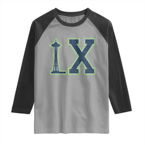 Seattle LX Game Day Washington Space Needle Sport Fan Raglan Shirt TS11 Sport Gray Black Print Your Wear