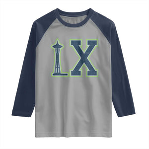 Seattle LX Game Day Washington Space Needle Sport Fan Raglan Shirt TS11 Sport Gray Navy Print Your Wear