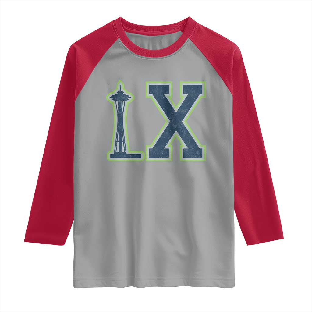 Seattle LX Game Day Washington Space Needle Sport Fan Raglan Shirt TS11 Sport Gray Red Print Your Wear