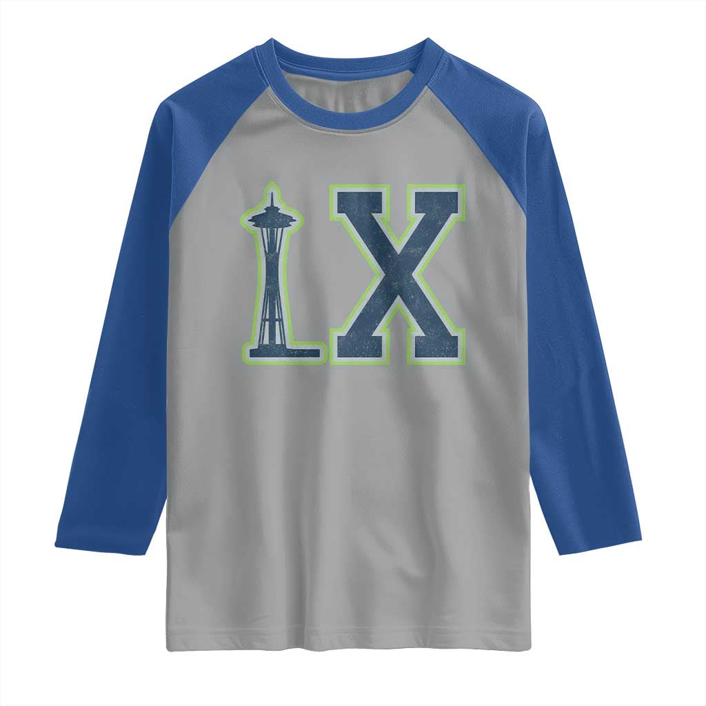 Seattle LX Game Day Washington Space Needle Sport Fan Raglan Shirt TS11 Sport Gray Royal Print Your Wear