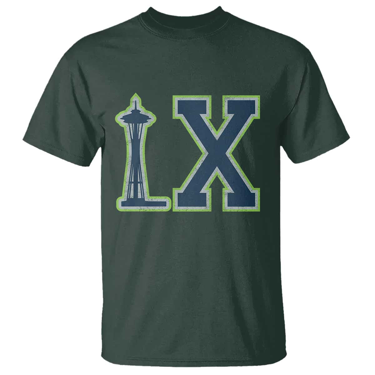 Seattle LX Game Day Washington Space Needle Sport Fan T Shirt TS11 Dark Forest Green Print Your Wear