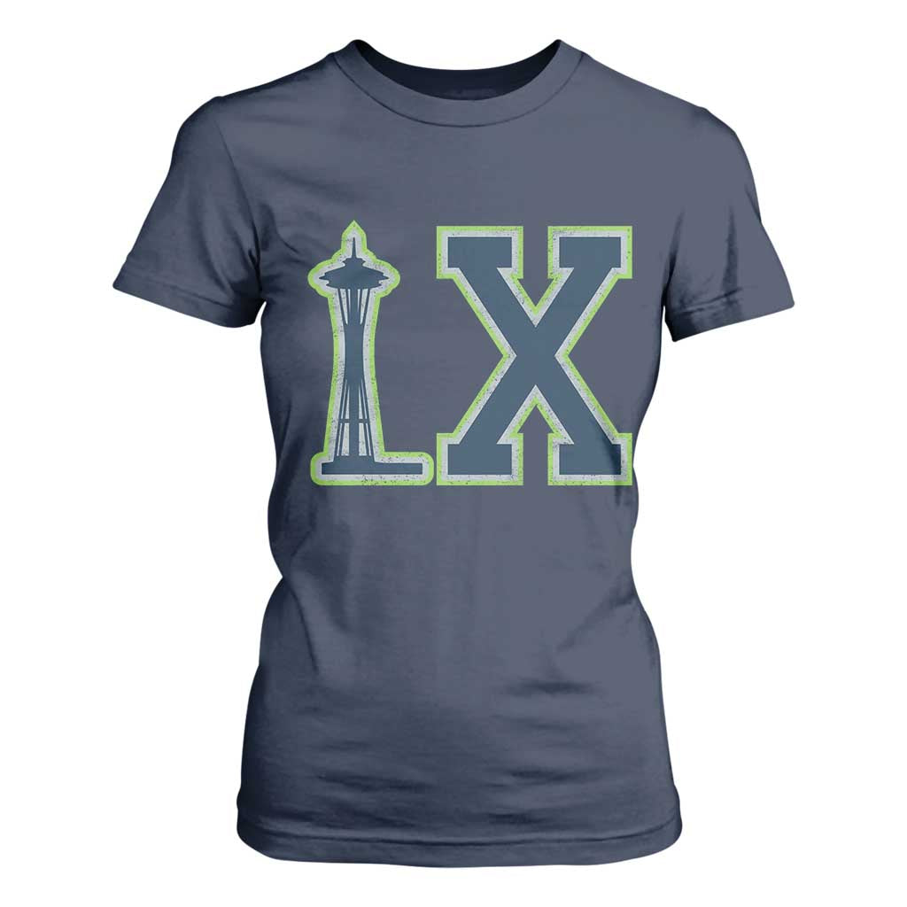 Seattle LX Game Day Washington Space Needle Sport Fan T Shirt For Women TS11 Navy Print Your Wear