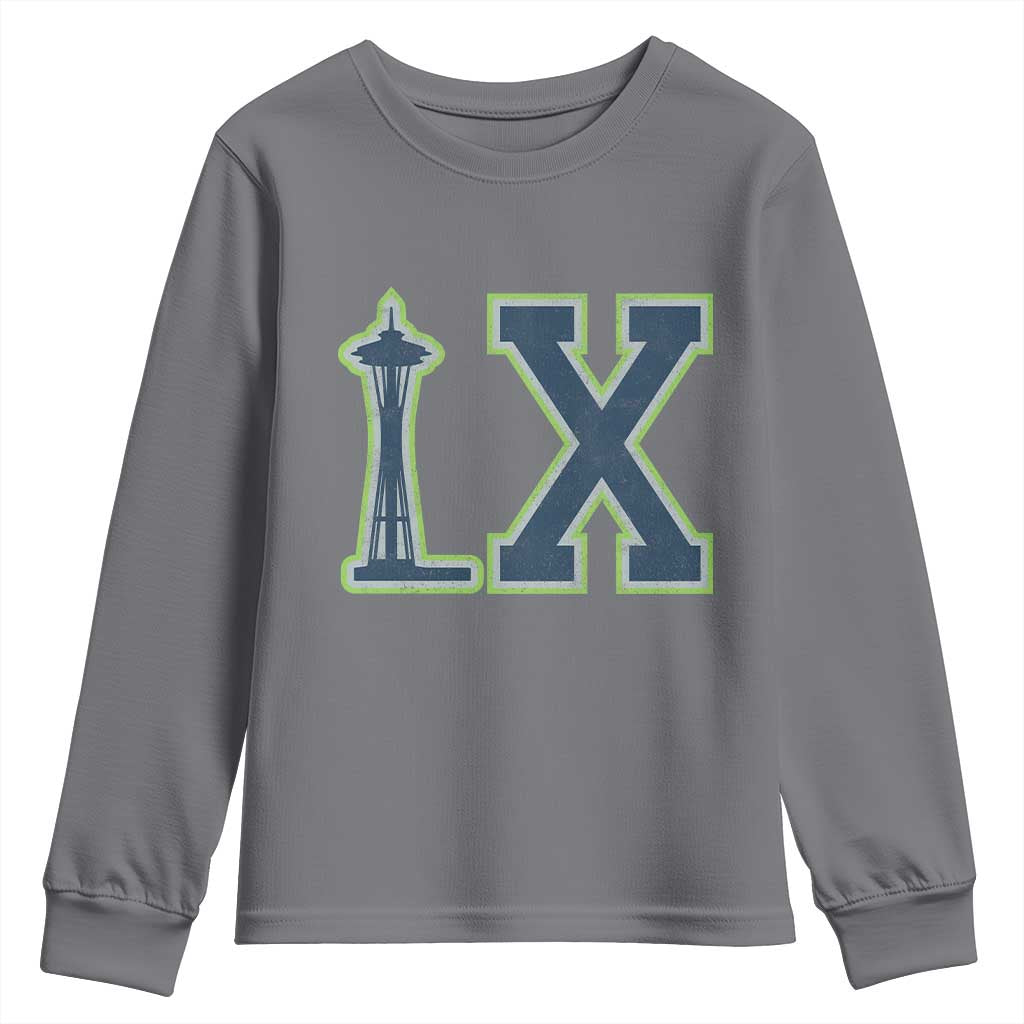 Seattle LX Game Day Washington Space Needle Sport Fan Youth Sweatshirt TS11 Charcoal Print Your Wear