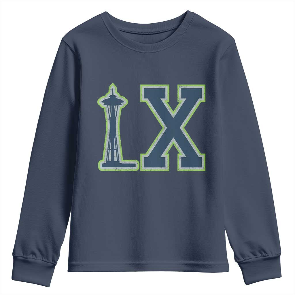 Seattle LX Game Day Washington Space Needle Sport Fan Youth Sweatshirt TS11 Navy Print Your Wear