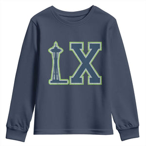 Seattle LX Game Day Washington Space Needle Sport Fan Youth Sweatshirt TS11 Navy Print Your Wear