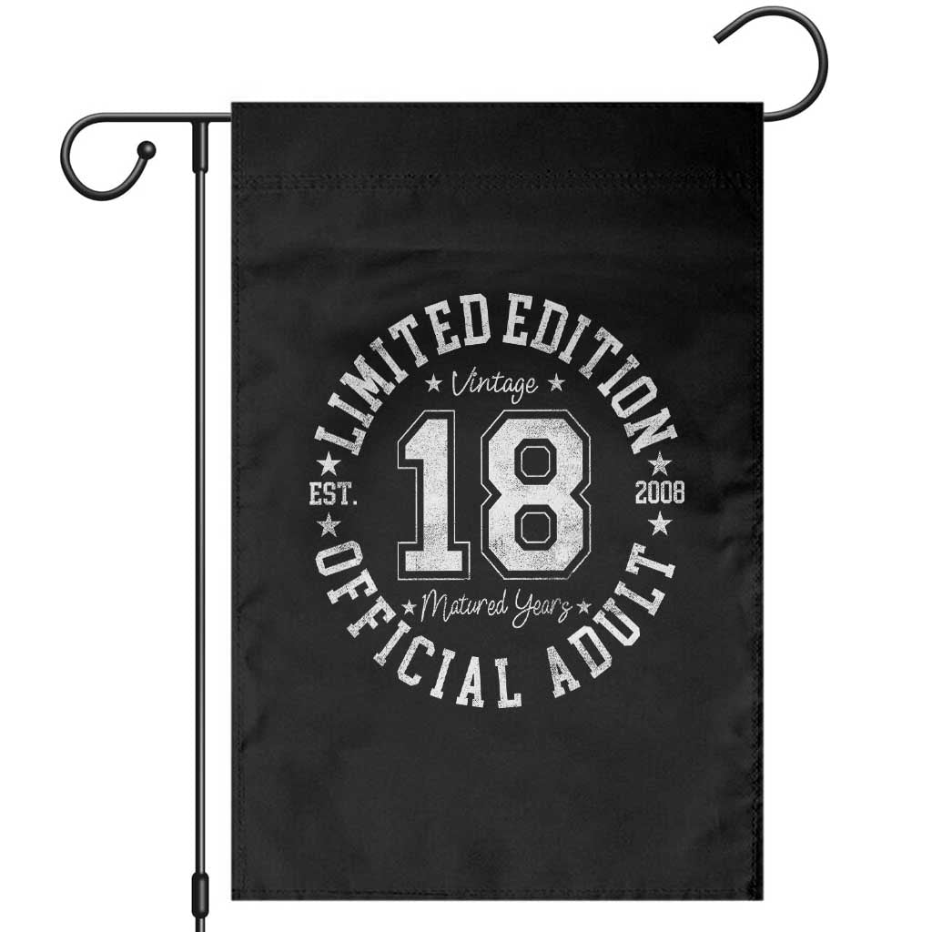 Funny 18th Birthday Garden Flag Est 2008 Limited Edition Official Adult TS11 Black Print Your Wear