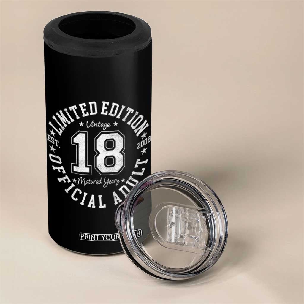 Funny 18th Birthday 4 in 1 Can Cooler Tumbler Est 2008 Limited Edition Official Adult TS11 Print Your Wear