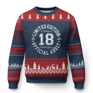 Funny 18th Birthday Ugly Christmas Sweater Est 2008 Limited Edition Official Adult TS11 Navy Red Print Your Wear