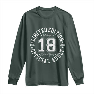 Funny 18th Birthday Long Sleeve Shirt Est 2008 Limited Edition Official Adult TS11 Dark Forest Green Print Your Wear